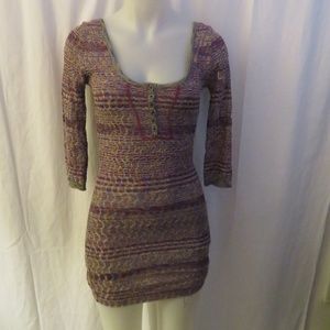 FREE PEOPLE BODYCON 3/4 SLEEVE KNIT DRESS S: XS *